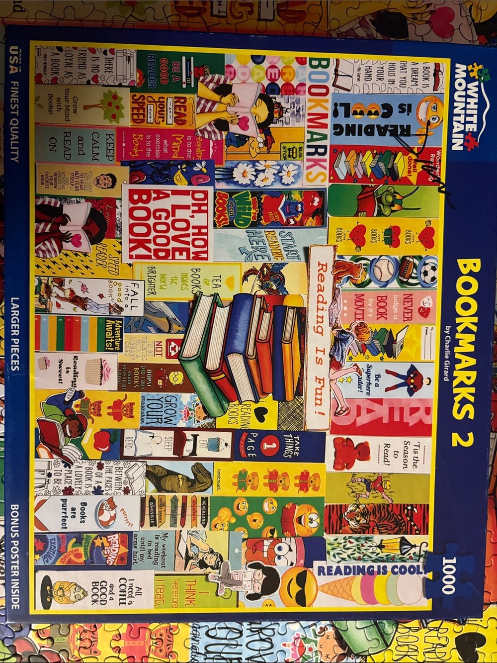 White Mountain Colorful Bookmarks Puzzle Collage 1000 Pieces